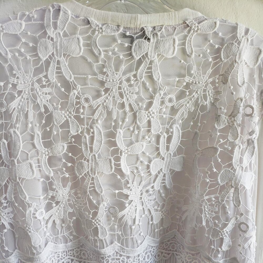 Tribal White Open Cardigan Lace & Pleat Back L - Picture 3 of 11